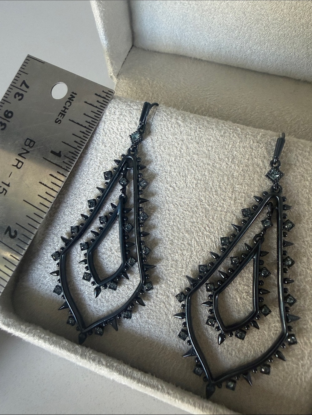 Kendra Scott Black Spike Teardrop Dangle Earrings - Picture 2 of 3